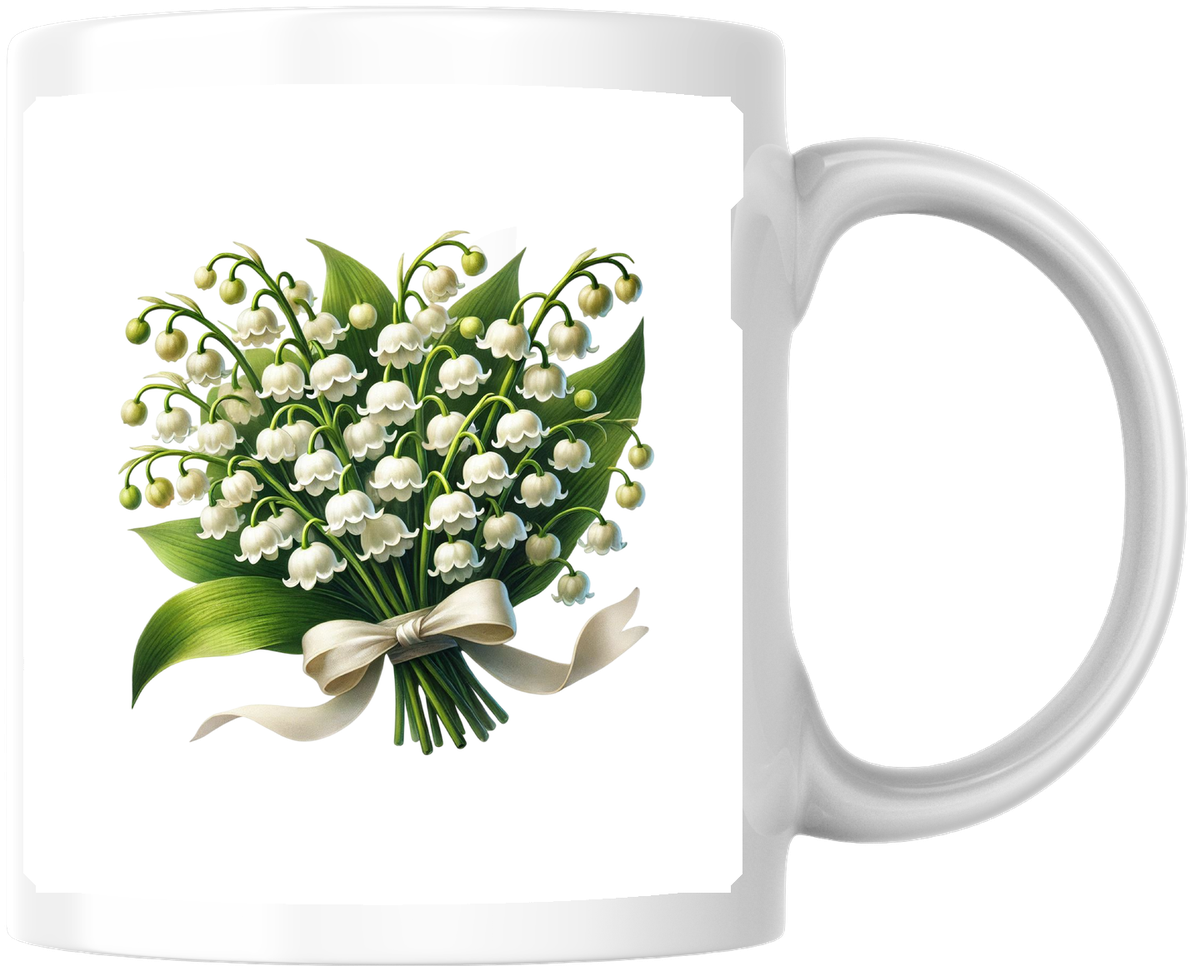 Lily Of The Valley Bouquet Mug | Elegant White Floral Coffee Mug | Spring Botanical Gift