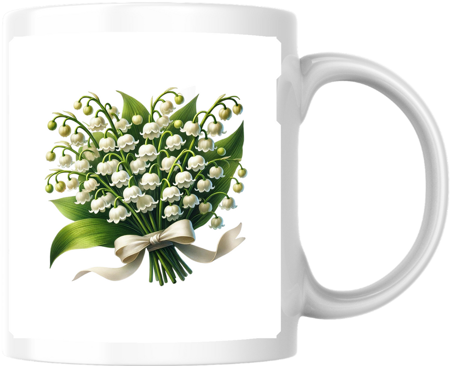 Lily Of The Valley Bouquet Mug | Elegant White Floral Coffee Mug | Spring Botanical Gift