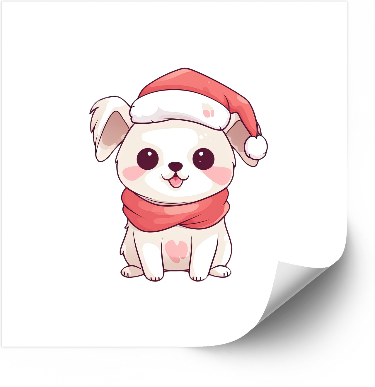 Christmas Puppy Santa Sticker | Kawaii Holiday Trail Dog Vinyl Decal