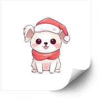 Thumbnail for Christmas Puppy Santa Sticker | Kawaii Holiday Trail Dog Vinyl Decal