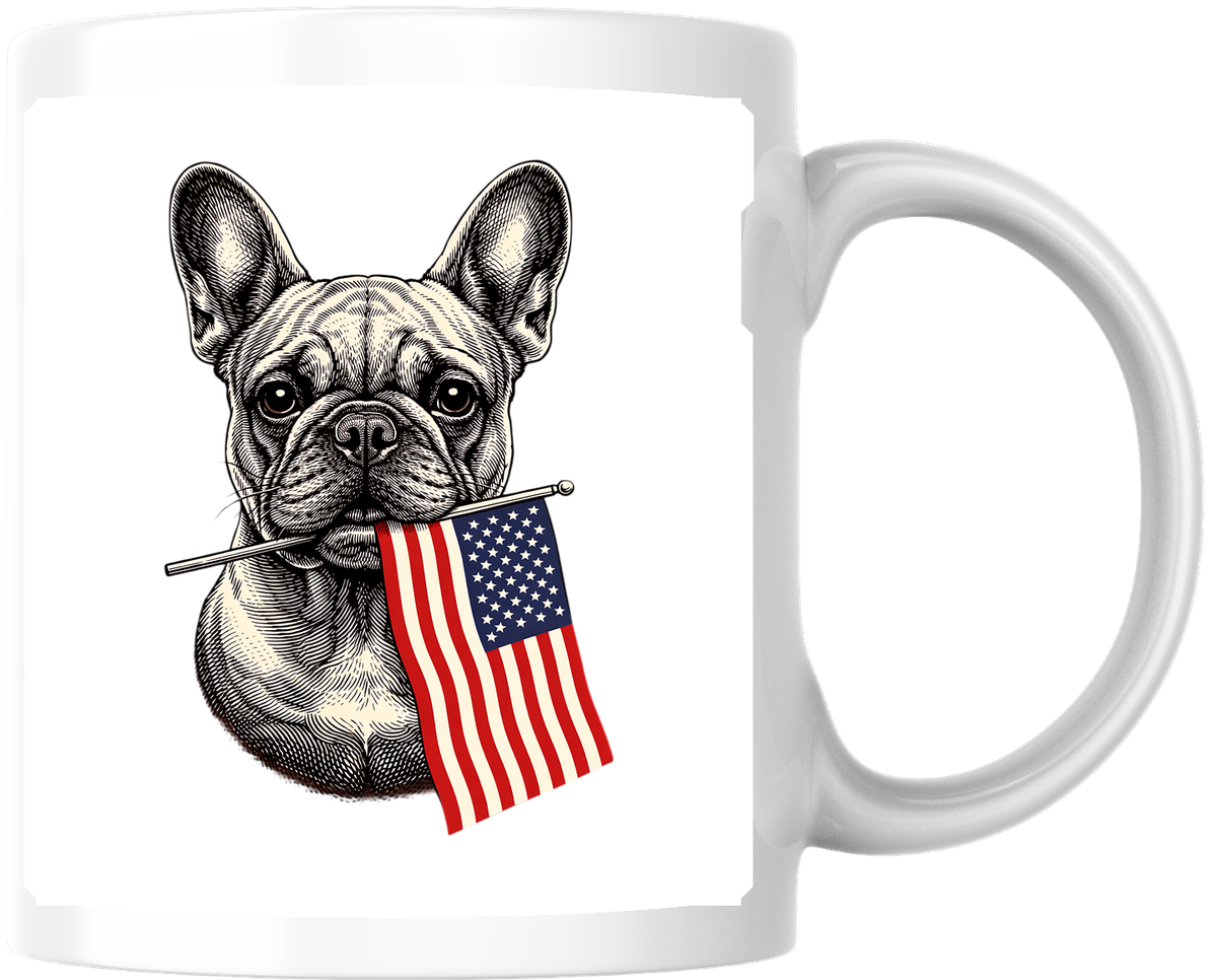 Patriotic French Bulldog Mug | American Flag Frenchie Coffee Mug | 4th Of July Dog Lover Gift