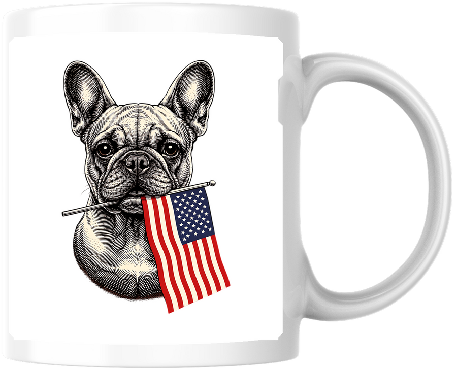 Patriotic French Bulldog Mug | American Flag Frenchie Coffee Mug | 4th Of July Dog Lover Gift