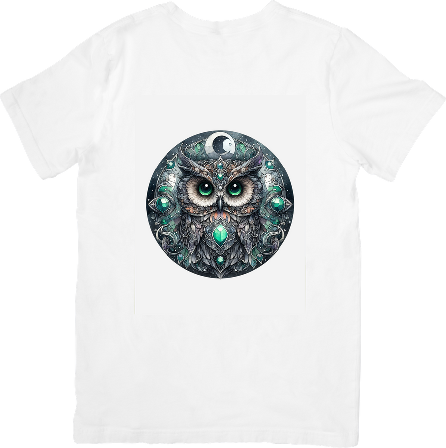 Mystic Owl Mandala T-Shirt | Celestial Crescent Moon Graphic Tee | Witchy Spiritual Gift