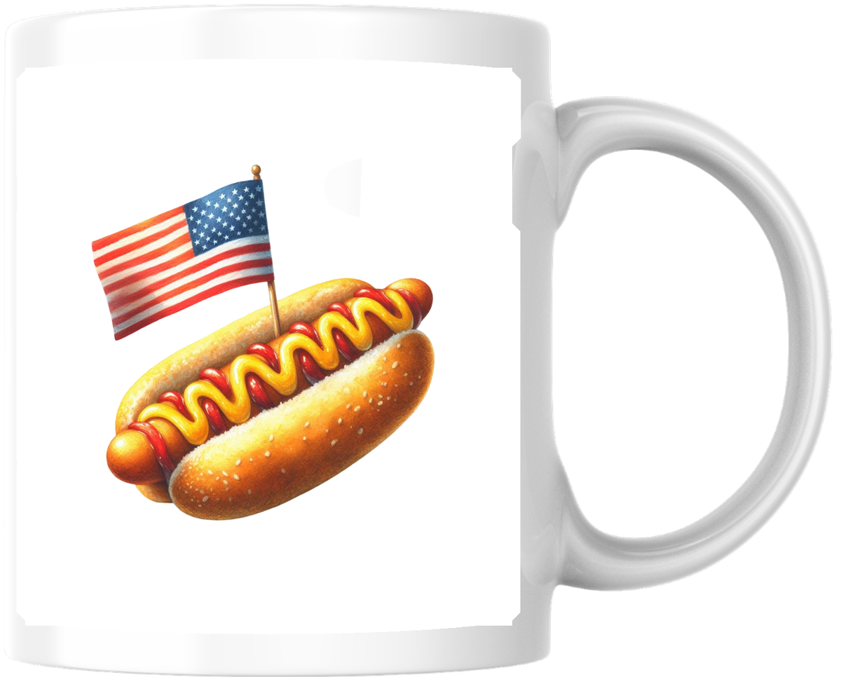 Patriotic Hot Dog Mug | American Flag Cookout Coffee Mug | 4th Of July BBQ Gift