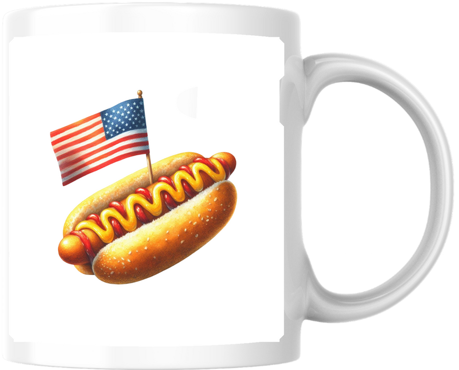 Patriotic Hot Dog Mug | American Flag Cookout Coffee Mug | 4th Of July BBQ Gift