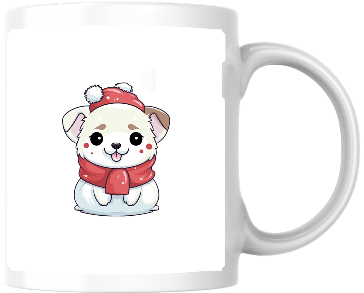 Kawaii Santa Puppy Mug | Cute Christmas Dog Coffee Mug | Holiday Pet Lover Gift