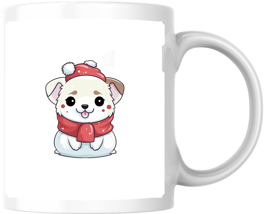 Kawaii Santa Puppy Mug | Cute Christmas Dog Coffee Mug | Holiday Pet Lover Gift