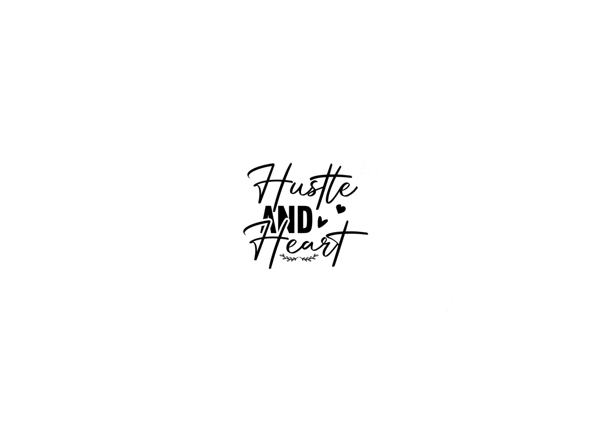 Hustle And Heart Throw Pillow | Black Script Typography Decorative Pillow | Motivational Office Gift