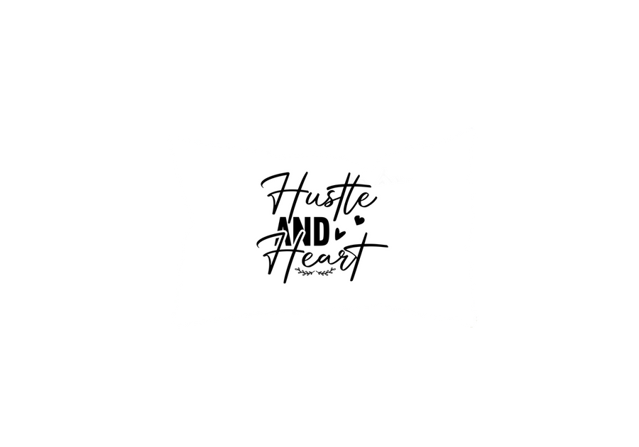 Hustle And Heart Throw Pillow | Black Script Typography Decorative Pillow | Motivational Office Gift