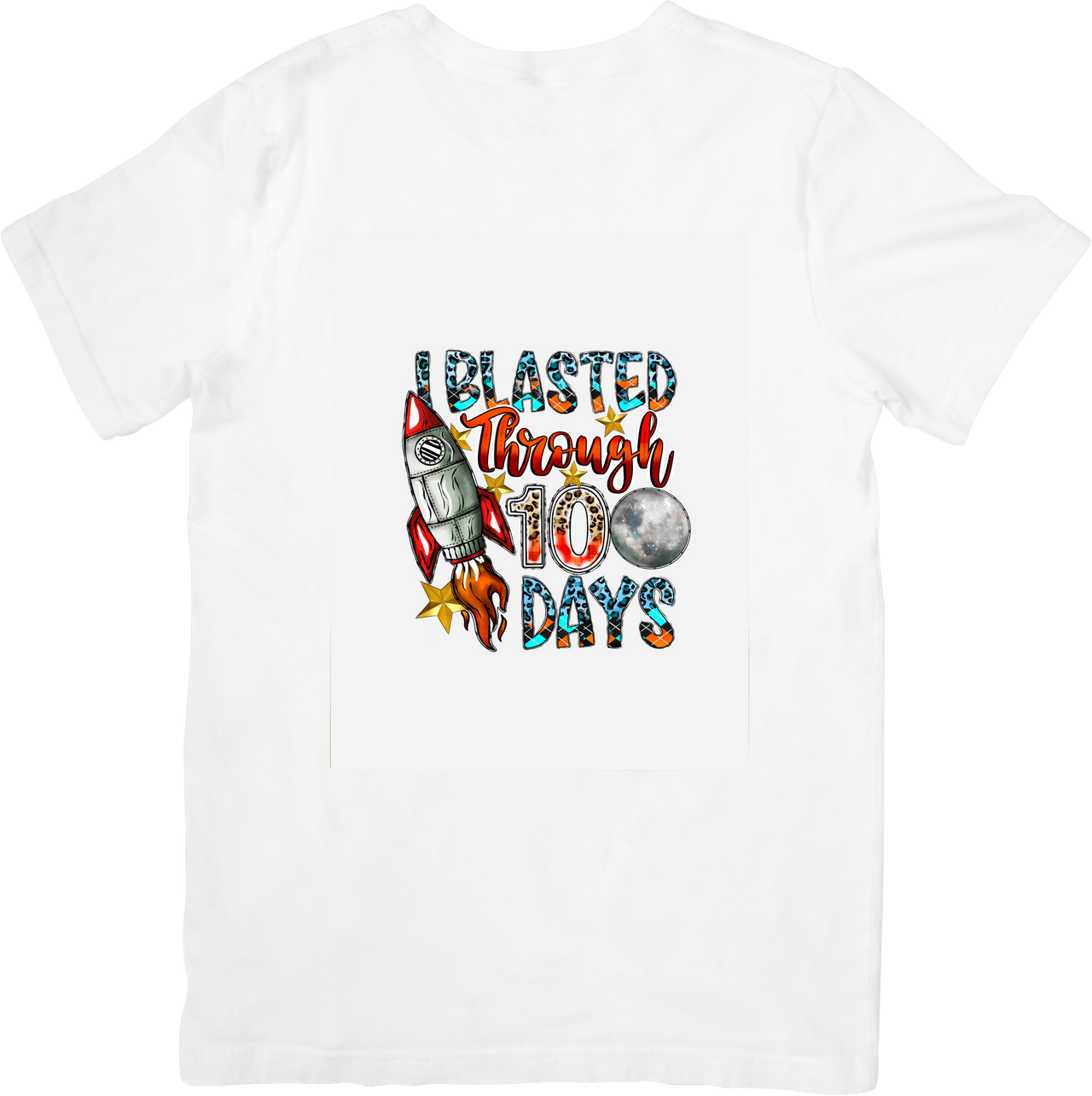 I Blasted Through 100 Days T-Shirt | Retro Space Rocket School Graphic Tee | Kids Explorer Gift