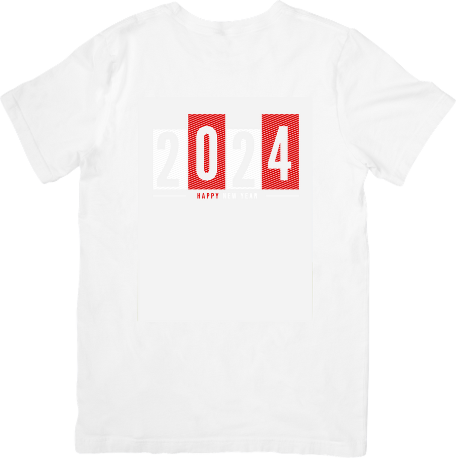 Happy 2024 T-Shirt | Bold Red Block Number New Year Tee | Celebration Party Gift