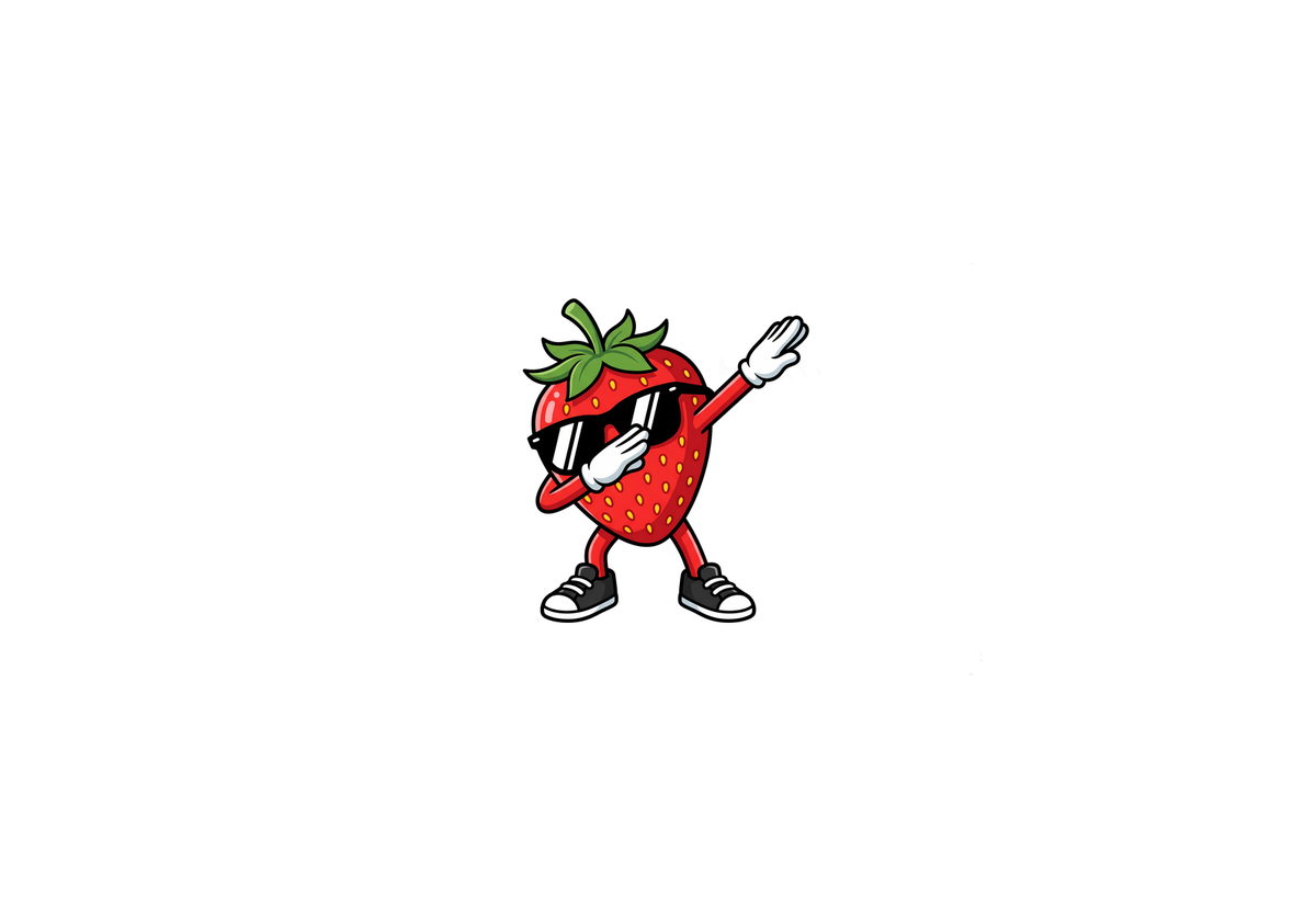 Dabbing Strawberry Throw Pillow | Cool Cartoon Fruit Decorative Pillow | Fun Kids Room Gift