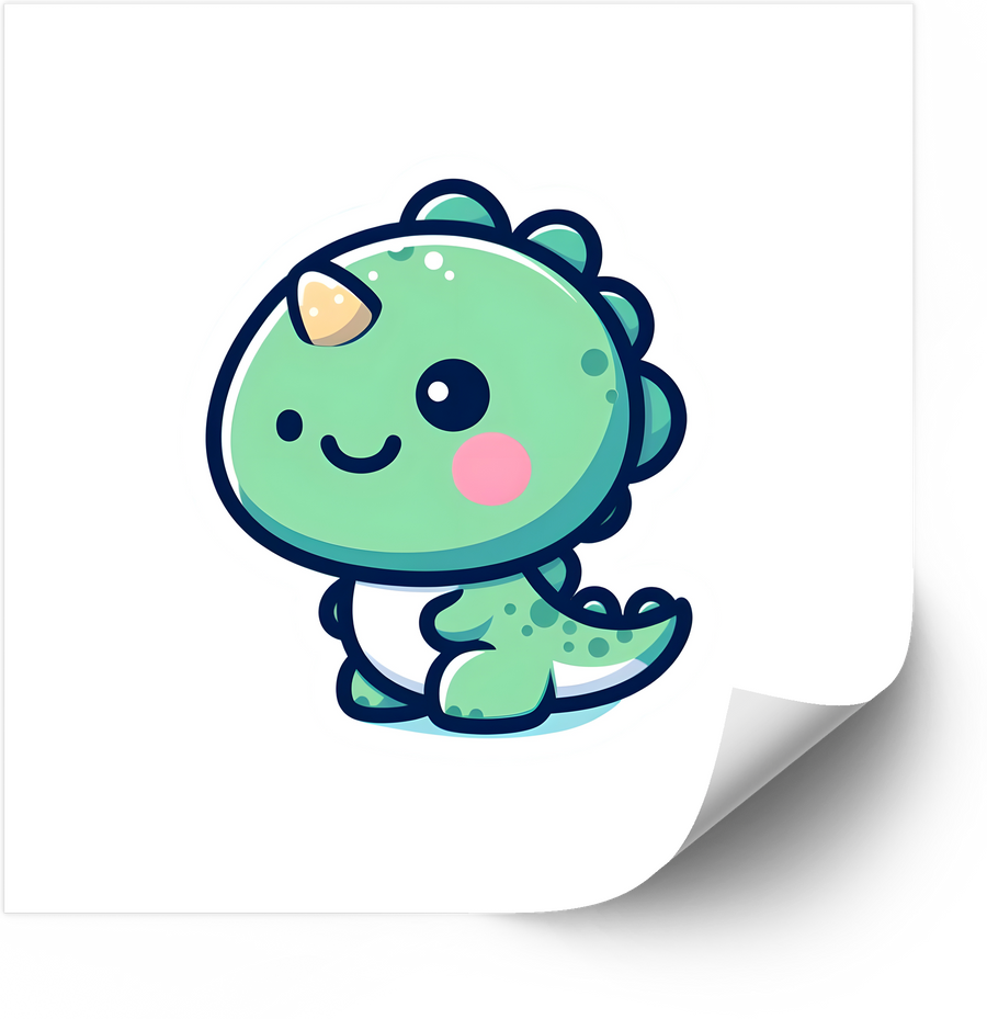 Baby Dinosaur Sticker | Kawaii Trail Creature Green Dino Vinyl Decal
