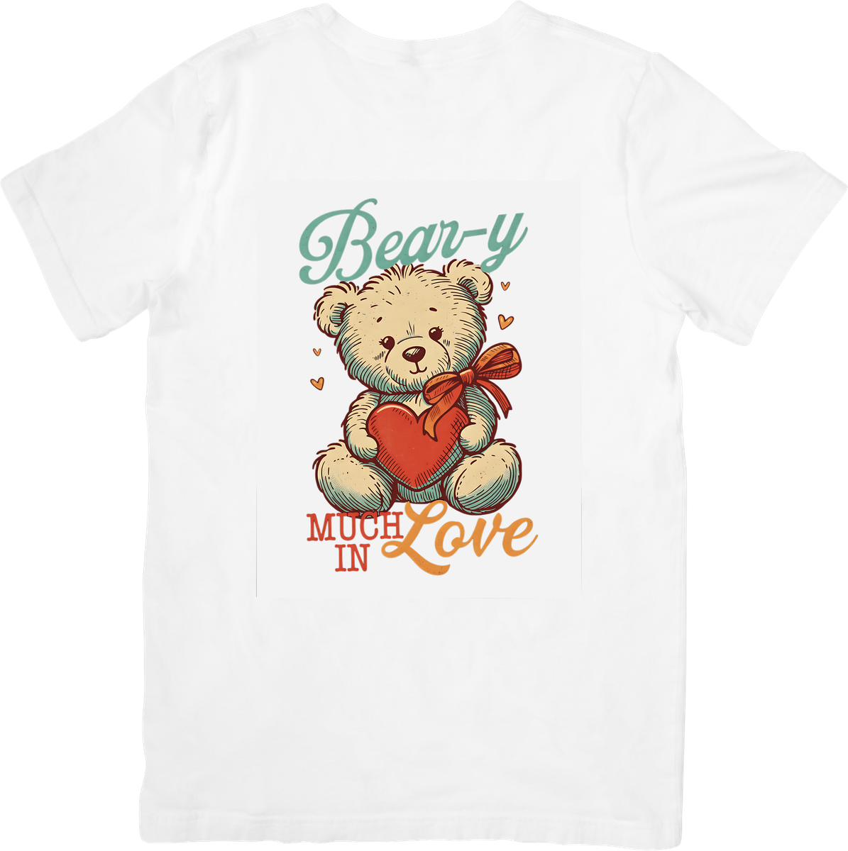 Bear-y Much In Love Teddy Bear T-Shirt | Cute Vintage Heart Graphic Tee | Valentine Couple Gift