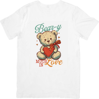 Thumbnail for Bear-y Much In Love Teddy Bear T-Shirt | Cute Vintage Heart Graphic Tee | Valentine Couple Gift