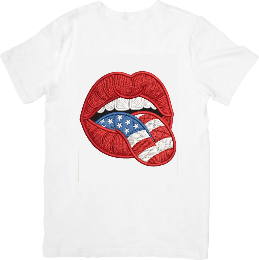 American Flag Lips T-Shirt | Patriotic Trail Bold Graphic Tee | USA Pride Gift