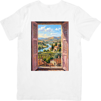 Thumbnail for Italian Countryside Window View T-Shirt | Tuscan Landscape Graphic Tee | Travel Art Lover Gift