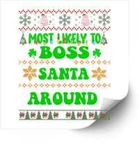 Thumbnail for Boss Santa Around Sticker | Funny Christmas Outdoor Humor Vinyl Decal