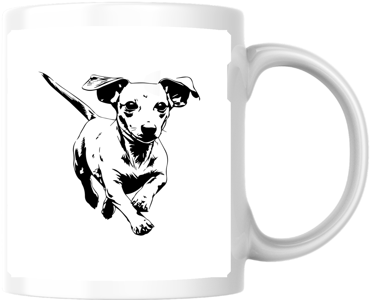 Running Dachshund Mug | Black And White Wiener Dog Coffee Mug | Doxie Dog Lover Gift