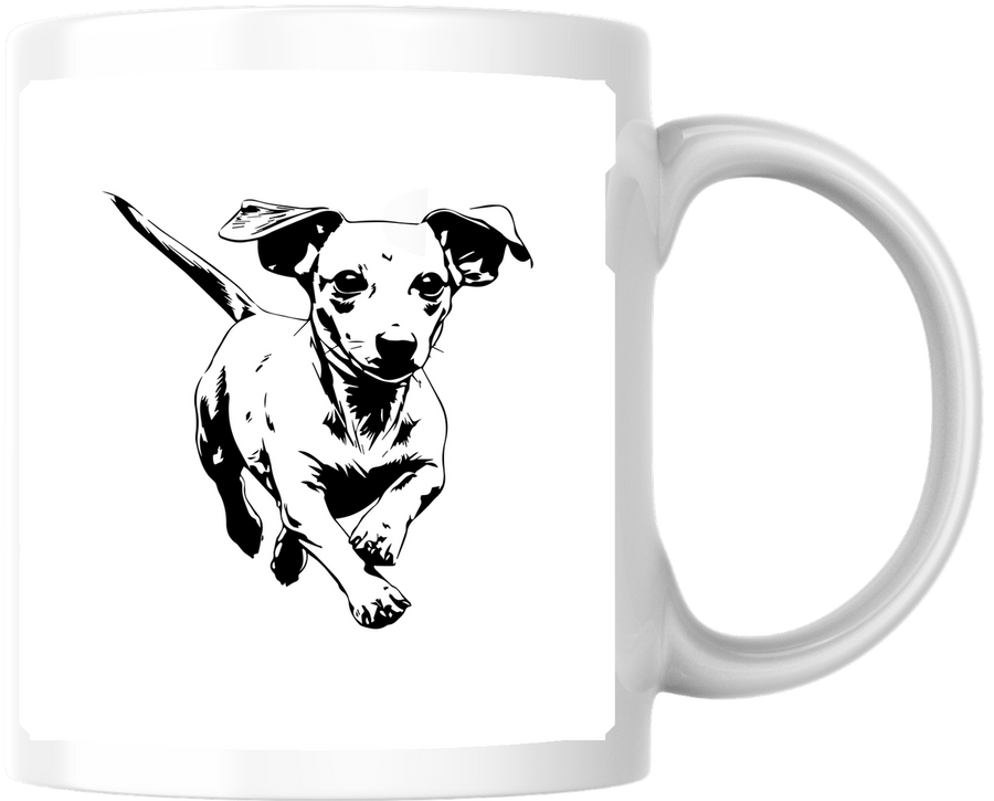 Running Dachshund Mug | Black And White Wiener Dog Coffee Mug | Doxie Dog Lover Gift
