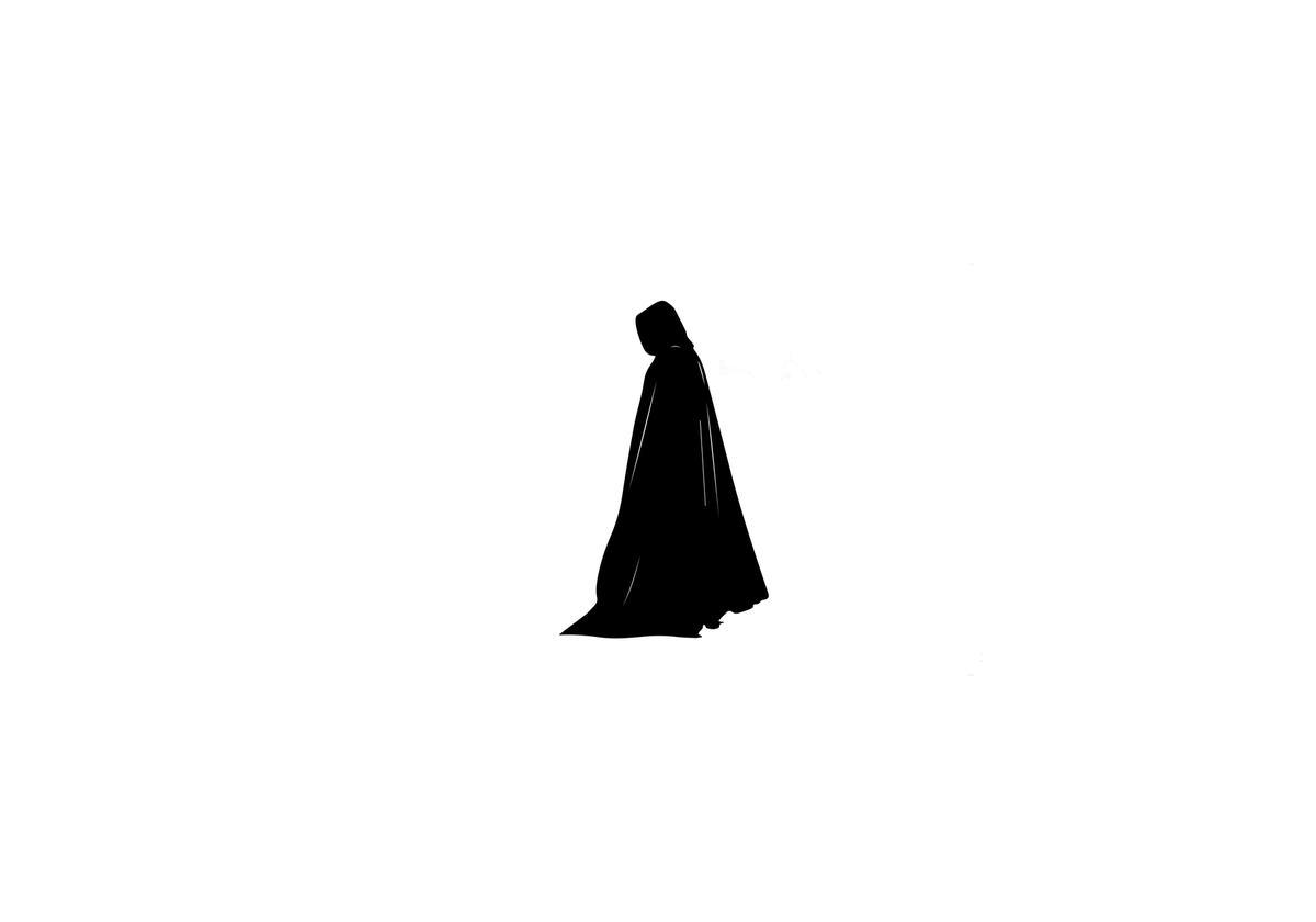 Hooded Cloak Figure Throw Pillow | Minimalist Gothic Silhouette Decorative Pillow | Mysterious Dark Decor Gift