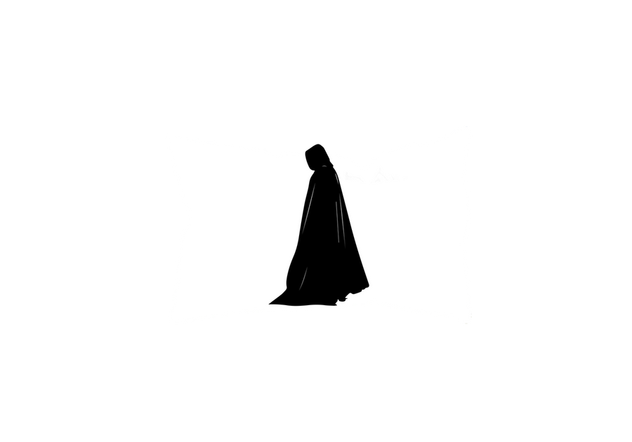 Hooded Cloak Figure Throw Pillow | Minimalist Gothic Silhouette Decorative Pillow | Mysterious Dark Decor Gift