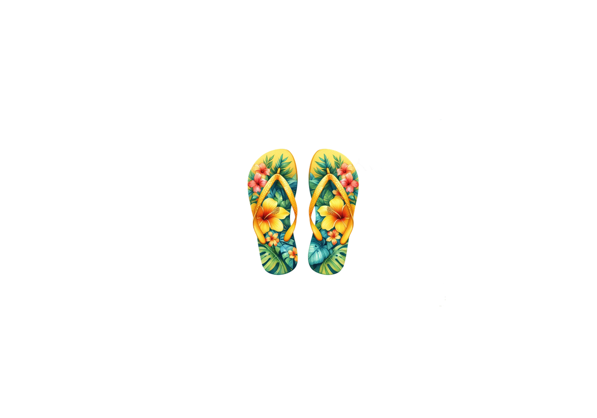 Tropical Floral Flip-Flops Throw Pillow | Yellow Hibiscus Summer Decorative Pillow | Beach House Gift