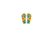 Thumbnail for Tropical Floral Flip-Flops Throw Pillow | Yellow Hibiscus Summer Decorative Pillow | Beach House Gift