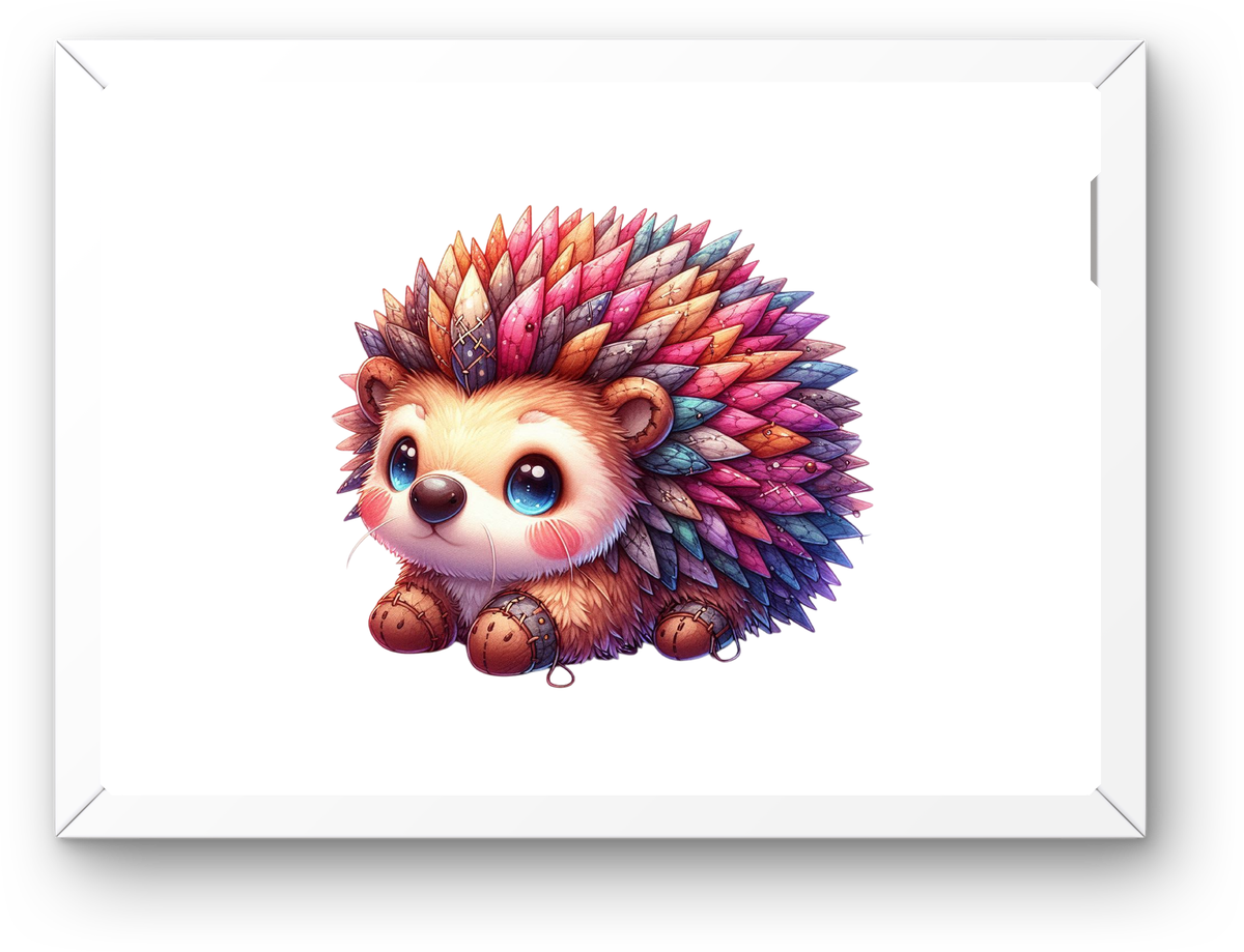 Rainbow Hedgehog Wall Art | Colorful Watercolor Animal Print | Kids Nursery Gift