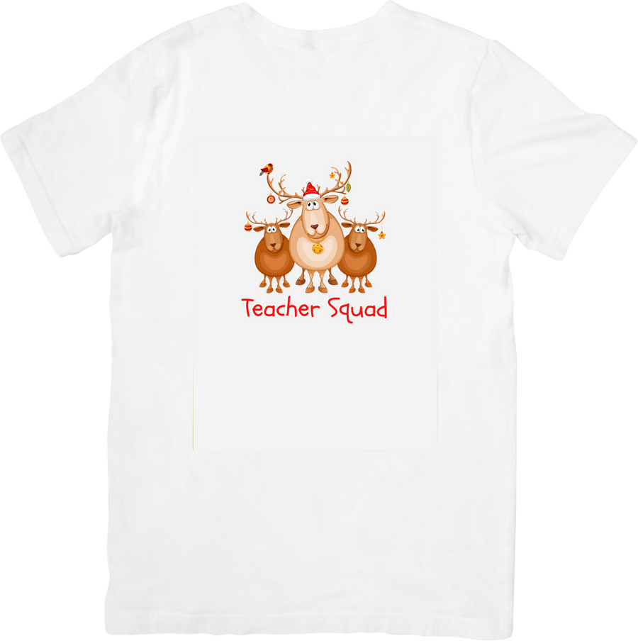 Teacher Squad Reindeer T-Shirt | Christmas Holiday Outdoors Graphic Tee | Teacher Appreciation Gift