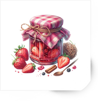 Thumbnail for Strawberry Jam Jar Sticker | Watercolor Gingham Preserves Vinyl Decal | Farmhouse Kitchen Gift