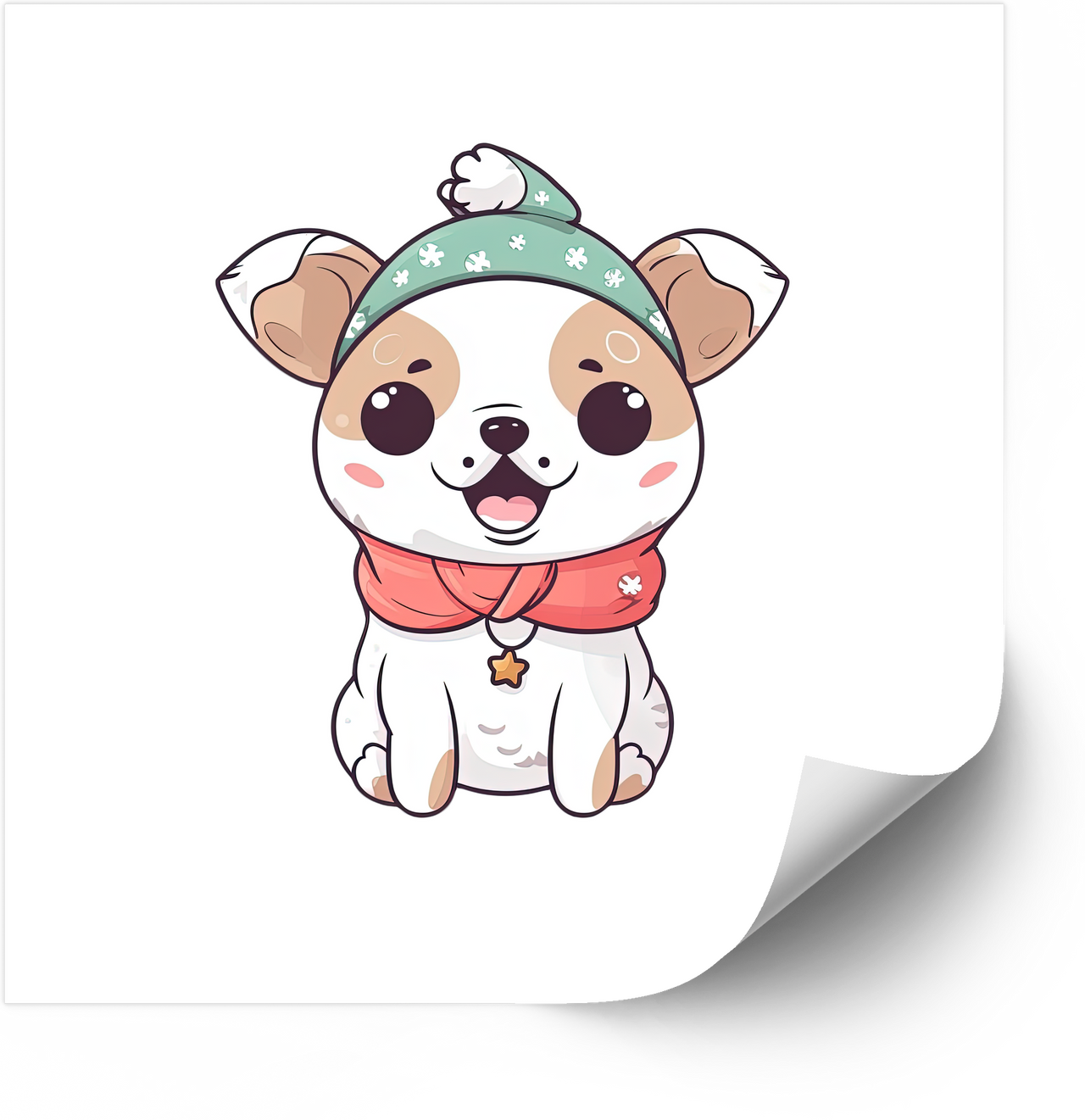 Winter Puppy Beanie Sticker | Patriotic Kawaii Dog Outdoor Vinyl Decal