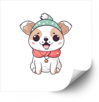Thumbnail for Winter Puppy Beanie Sticker | Patriotic Kawaii Dog Outdoor Vinyl Decal