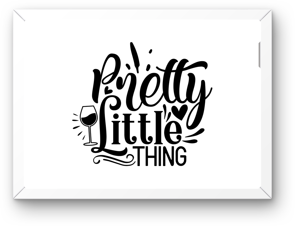 Pretty Little Thing Wine Glass Wall Art | Black Script Typography Print | Wine Lover Kitchen Gift