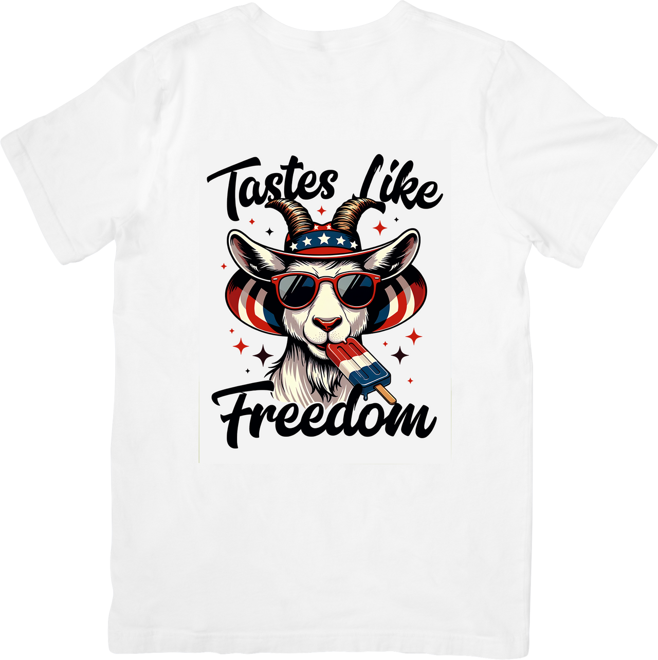 Freedom Goat Fourth of July T-Shirt | Patriotic Trail Humor Graphic Tee | Independence Day Gift