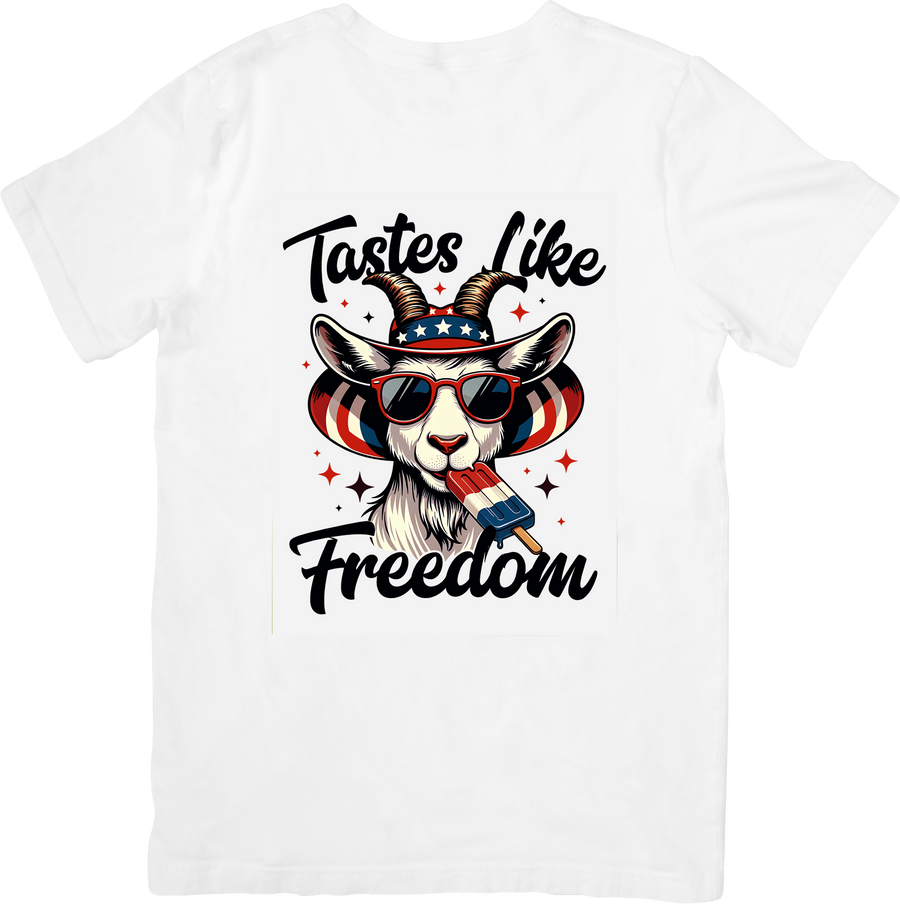 Freedom Goat Fourth of July T-Shirt | Patriotic Trail Humor Graphic Tee | Independence Day Gift
