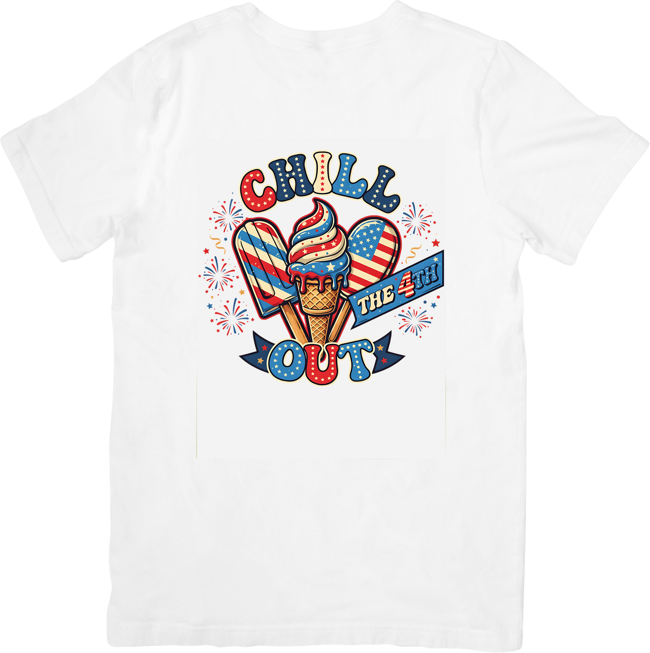 Chill Out Ice Cream T-Shirt | Patriotic Summer Trail Graphic Tee | Fourth of July Gift