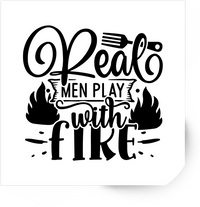 Thumbnail for Real Men Play With Fire Sticker | Funny BBQ Grilling Typography Vinyl Decal | Dad Grill Master Gift