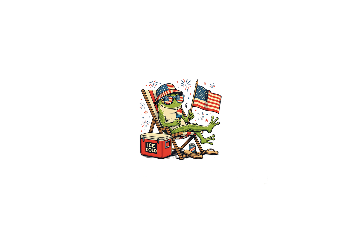 Patriotic Frog Beach Chair Throw Pillow | 4th Of July Cartoon Decorative Pillow | American Summer Gift