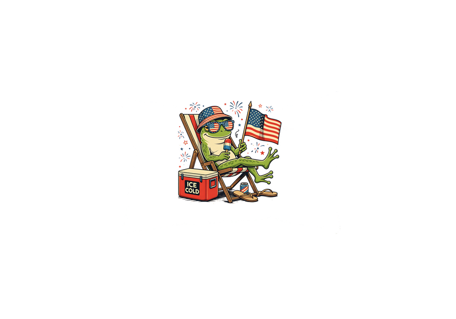 Patriotic Frog Beach Chair Throw Pillow | 4th Of July Cartoon Decorative Pillow | American Summer Gift