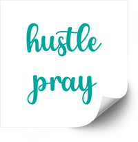 Thumbnail for Hustle Pray Teal Script Sticker | Motivational Faith Outdoors Vinyl Decal