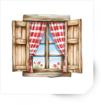 Thumbnail for Rustic Farmhouse Window Sticker | Red Gingham Curtain Vinyl Decal | Cottage Home Gift