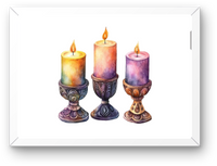 Thumbnail for Watercolor Three Candles Wall Art | Colorful Galaxy Pillar Candle Print | Cozy Mystic Home Gift