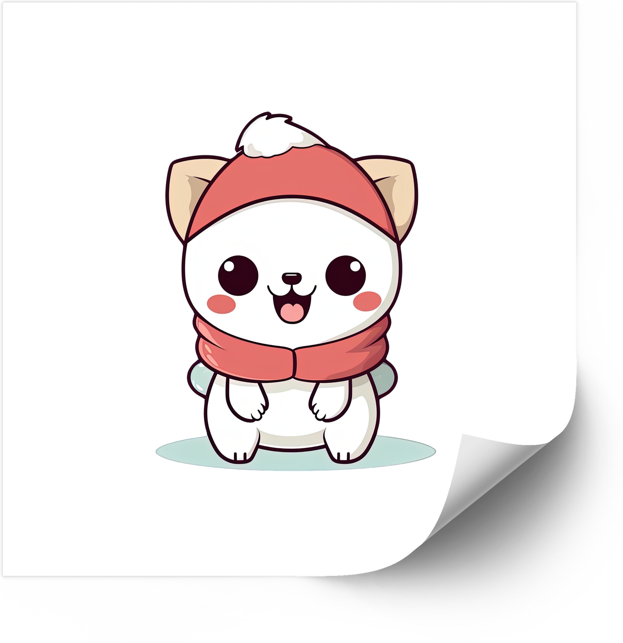 Cat Santa Hat Sticker | Kawaii Christmas Trail Kitten Vinyl Decal
