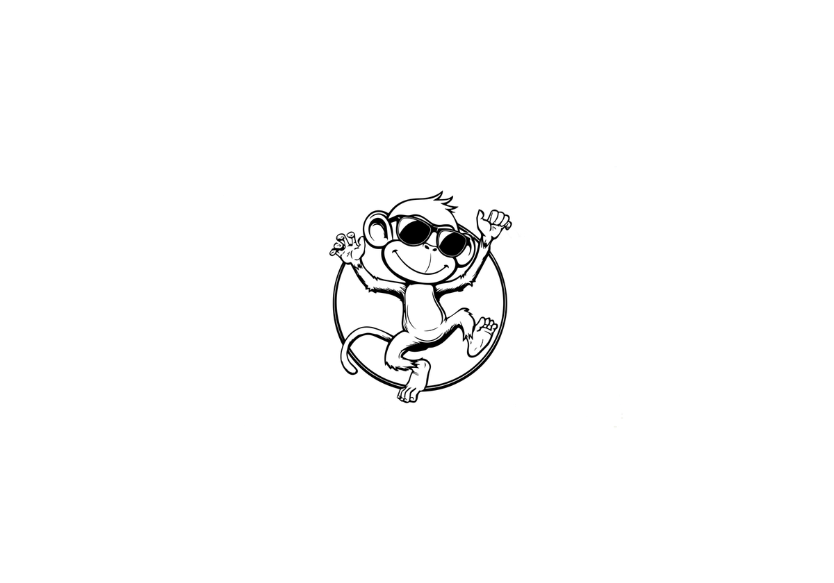 Cool Monkey Sunglasses Throw Pillow | Black And White Cartoon Decorative Pillow | Fun Kids Room Gift