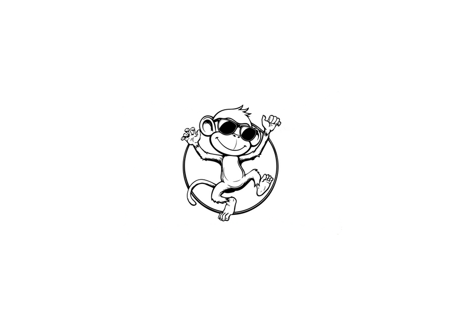 Cool Monkey Sunglasses Throw Pillow | Black And White Cartoon Decorative Pillow | Fun Kids Room Gift