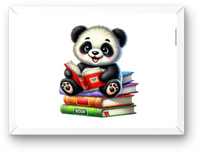 Thumbnail for Cute Panda Reading Books Wall Art | Adorable Bookworm Cub Print | Kids Nursery Reading Gift